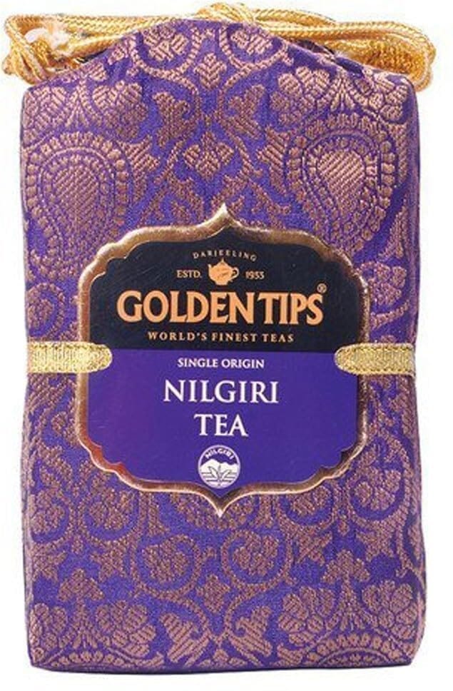 Golden Tips Nilgiri Black Tea Loose Leaves Brocade Bag (100 Gram, 50 cups)