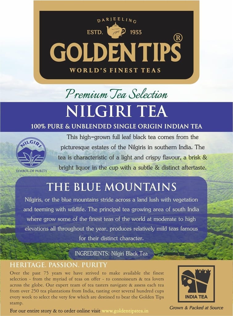 Golden Tips Nilgiri Black Tea Loose Leaves Brocade Bag (100 Gram, 50 cups)