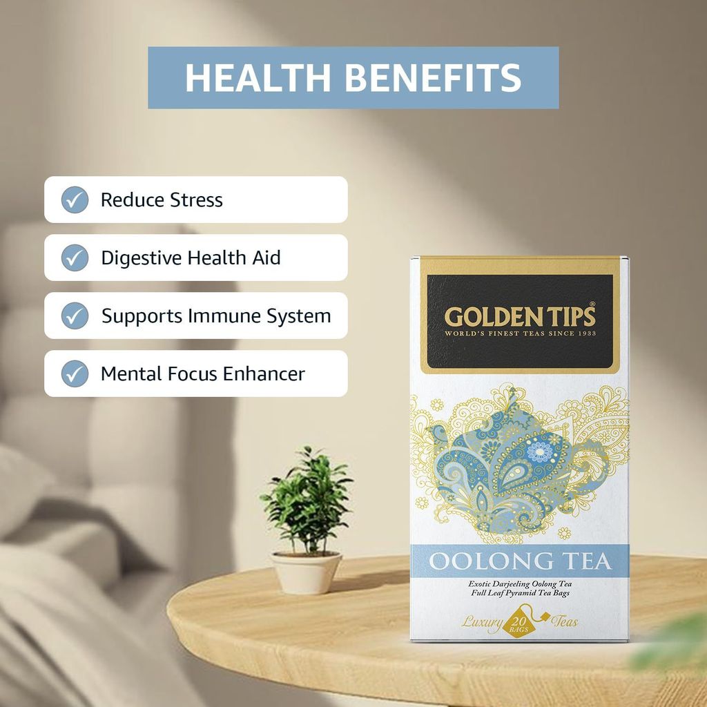 Golden Tips Full Leaf Pyramid Oolong Tea (20 Bags, 40 Gram)