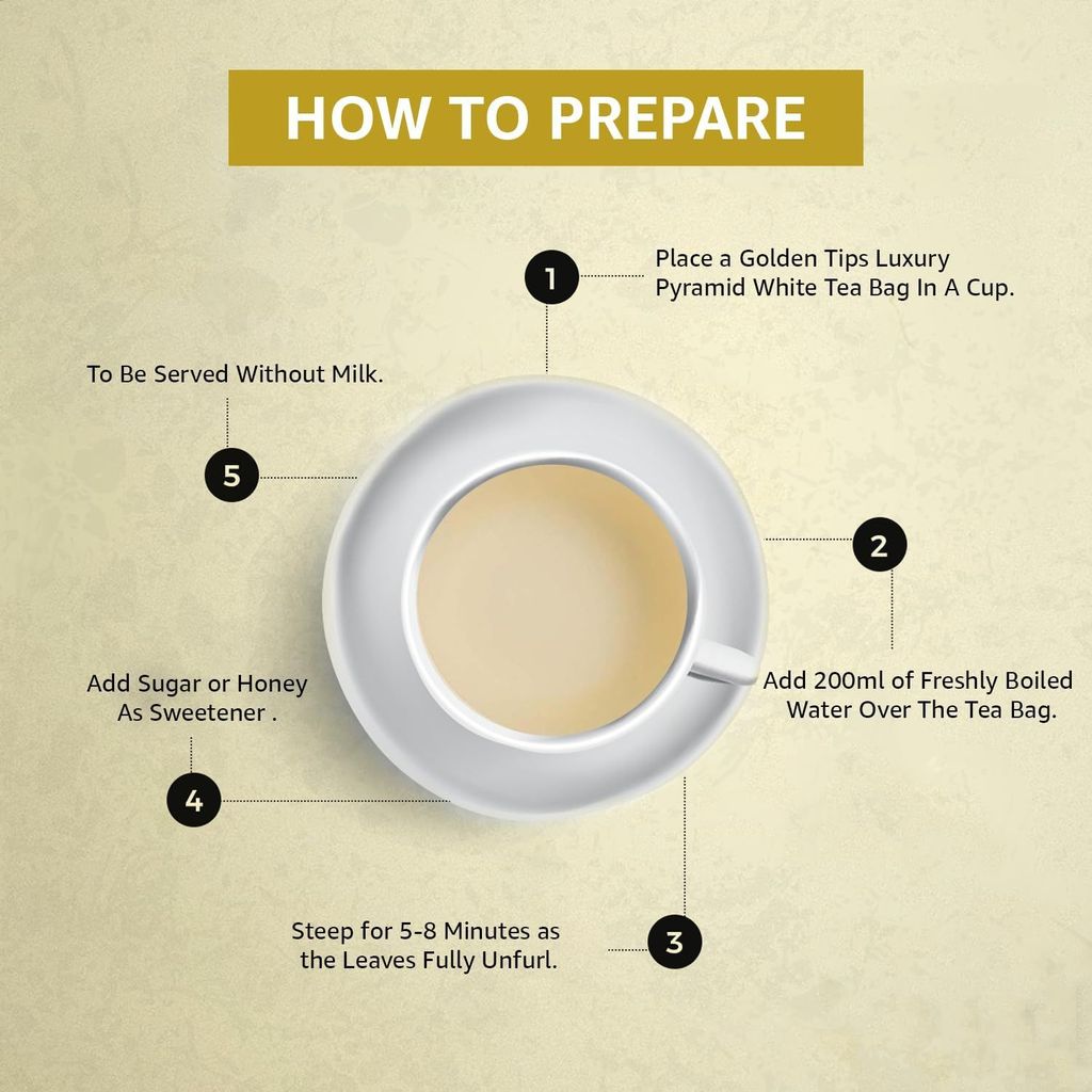 Golden Tips Darjeeling Pyramid White Tea Bag (20 cups, 30 Grams)