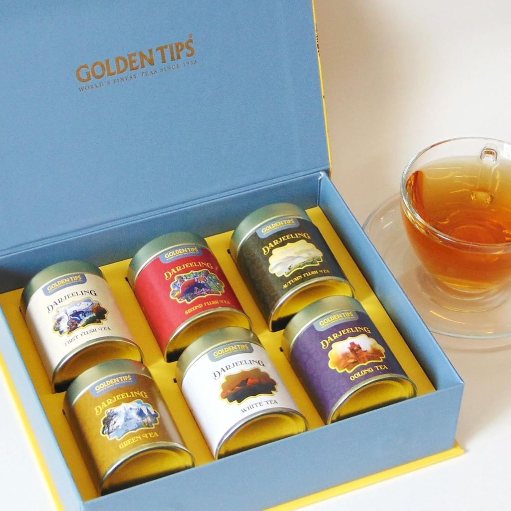 Golden Tips Flavoury Collection of Darjeeling Teas | First Flush, Second Flush, Autumn Flush, Green, White and Oolong Tea | 25g x 6