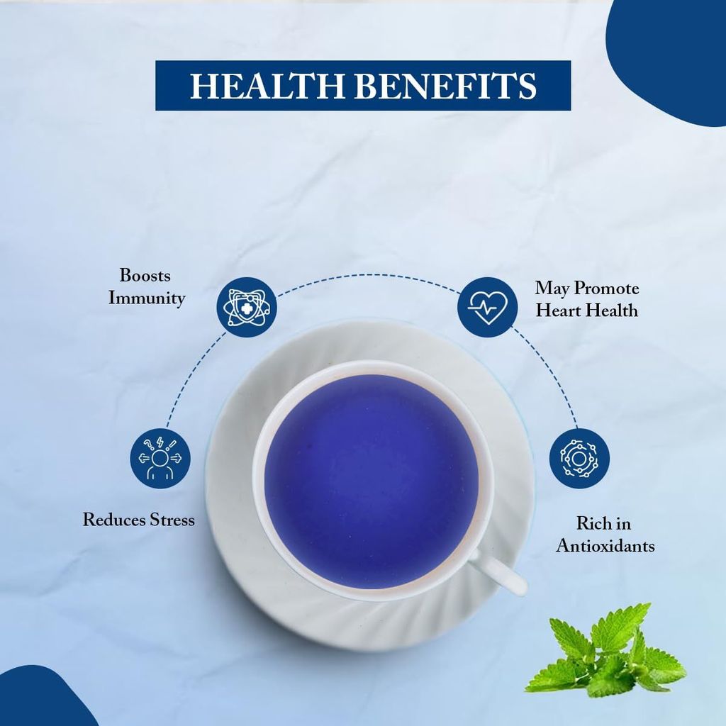 Golden Tips Turquoise Trail Infusion Blue Tea, Dried Butterfly Pea Flower, Premium Zipper (100gm- 50 cups)