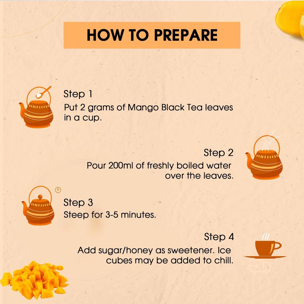 Golden Tips Healthy/Natural and Organic Mango Flavour Loose Leaves Black Tea Tin Can (100 Gram, 50 Cups)