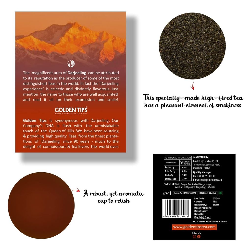 Golden Tips Darjeeling Roasted Organic Black Tea (250 Gram-125 Cups)