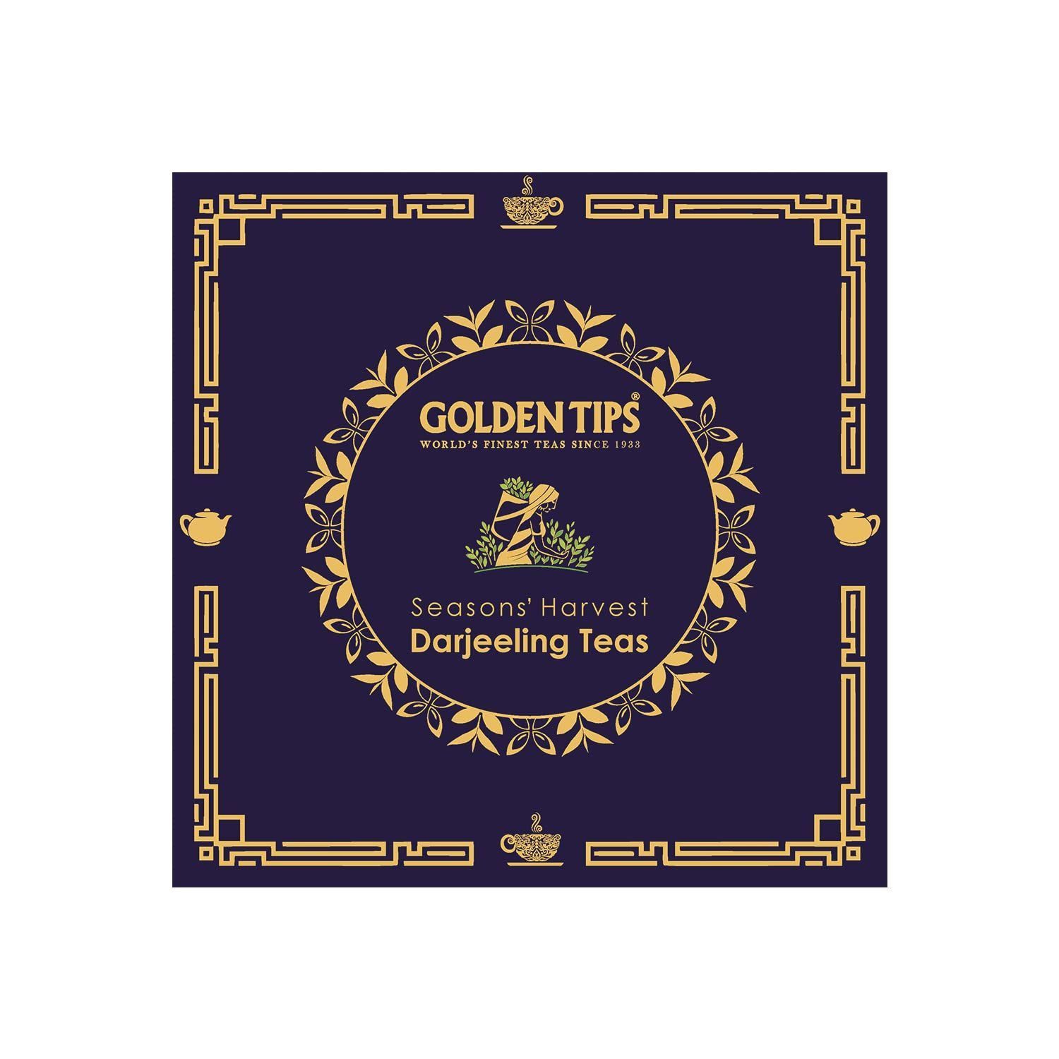 Golden Tips Seasons Harvest Darjeeling Teas, Handpicked Black, Oolong, Green & White Teas in a Gold Foiled Gift Box, Ideal for Gifting & Special Occasions .
