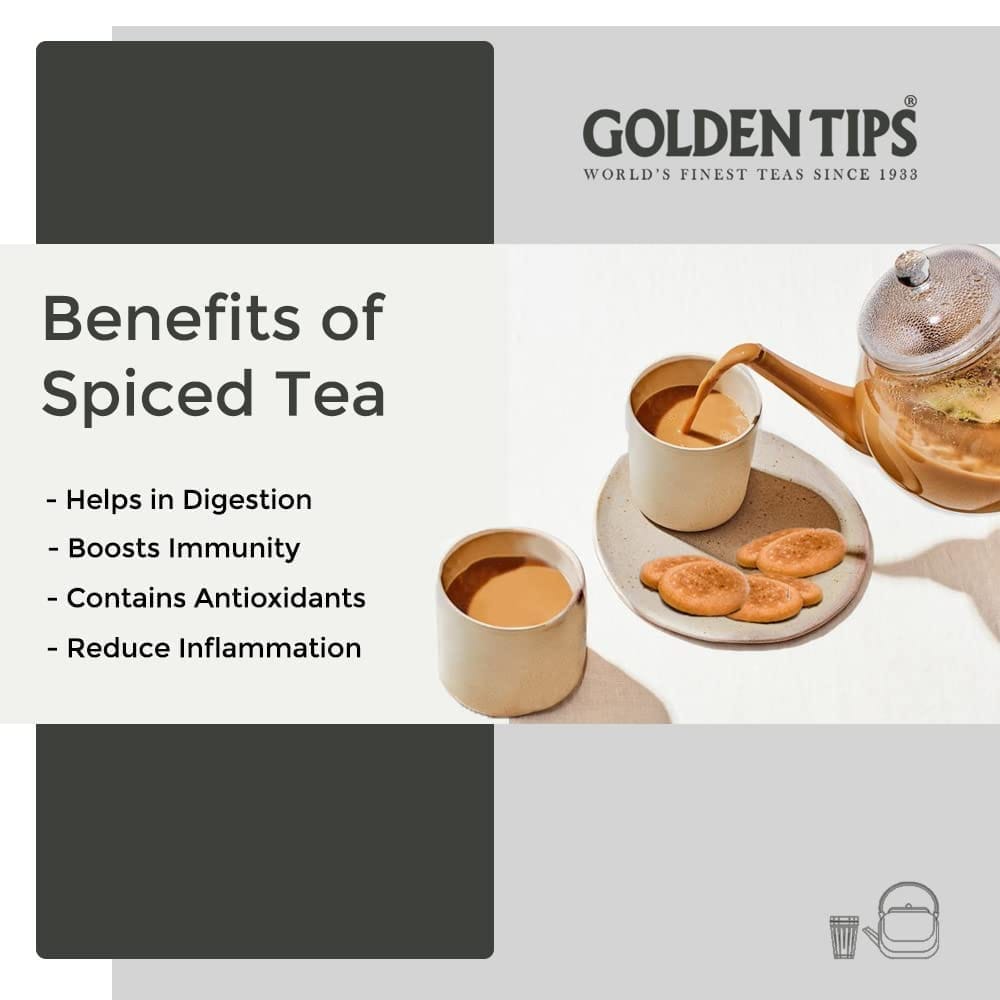 Golden Tips Gift Combos of Masala Chai, Ginger Mastea, Saffron Cardamom Tea, Kadak Chai, Cinnamon CTC Tea & Ginger CTC Tea (3.53oz - 100 gm - 50 cups)