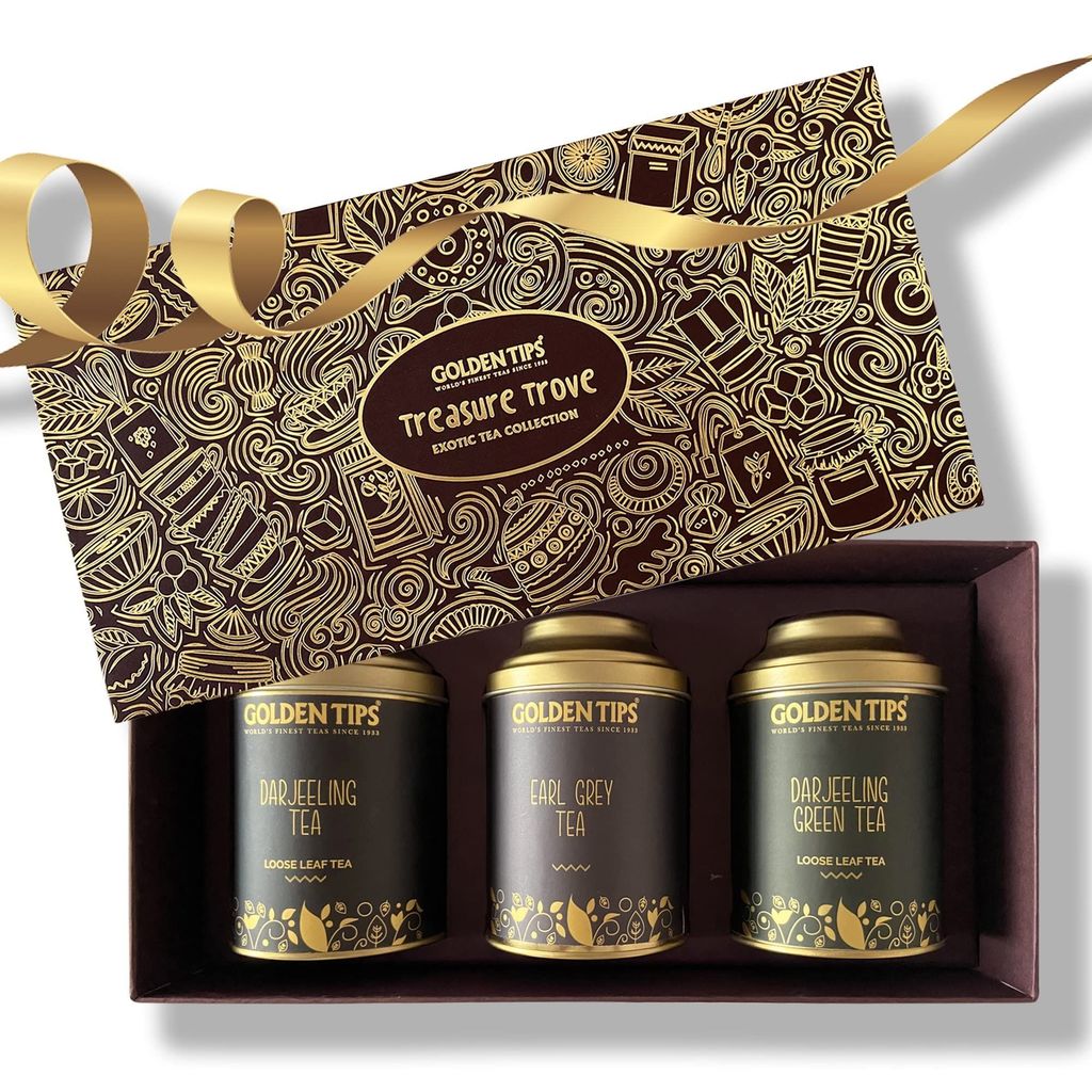 Golden Tips Assorted Tea Gift Box | Immunity Boosting Darjeeling Teas | Gift of Health | Diwali Gift Set | Gift Hamper of Darjeeling Tea + Earl Grey Tea + Darjeeling Green Tea