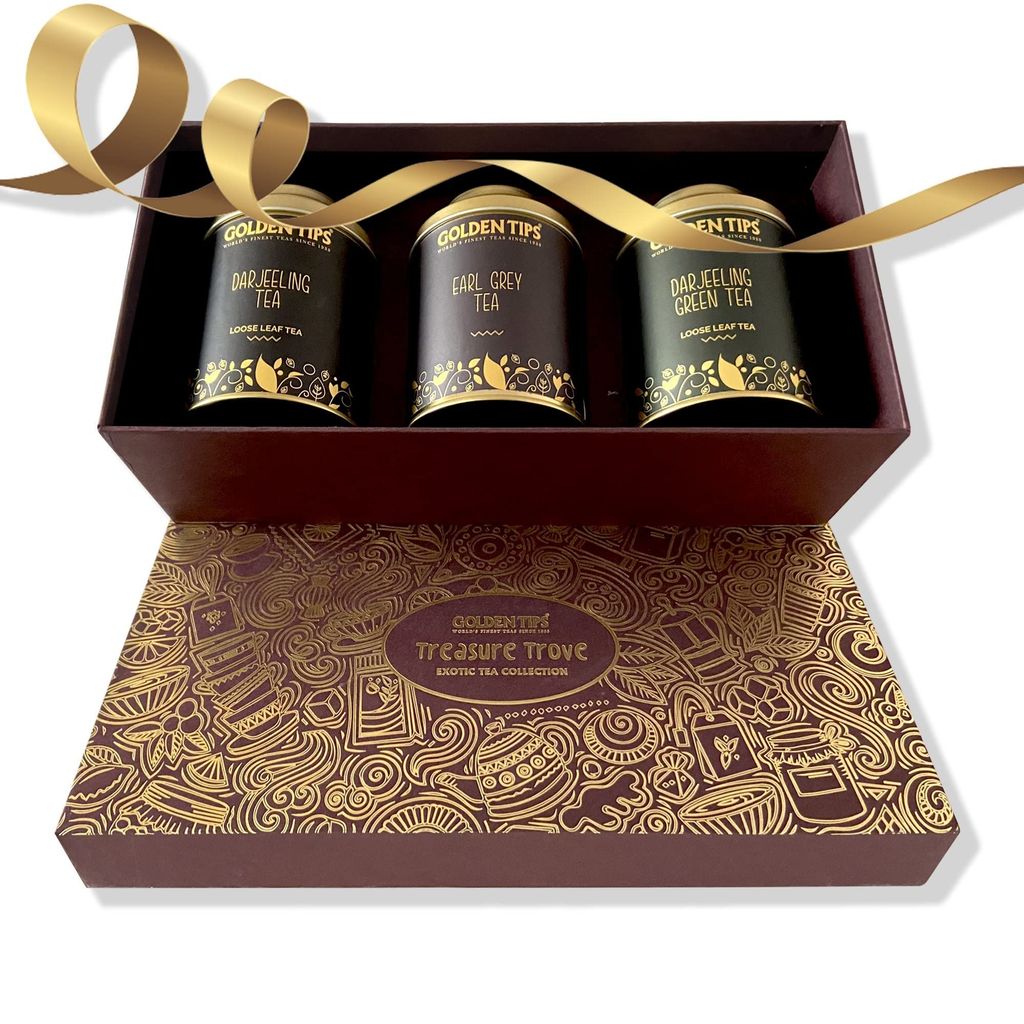 Golden Tips Assorted Tea Gift Box | Immunity Boosting Darjeeling Teas | Gift of Health | Diwali Gift Set | Gift Hamper of Darjeeling Tea + Earl Grey Tea + Darjeeling Green Tea