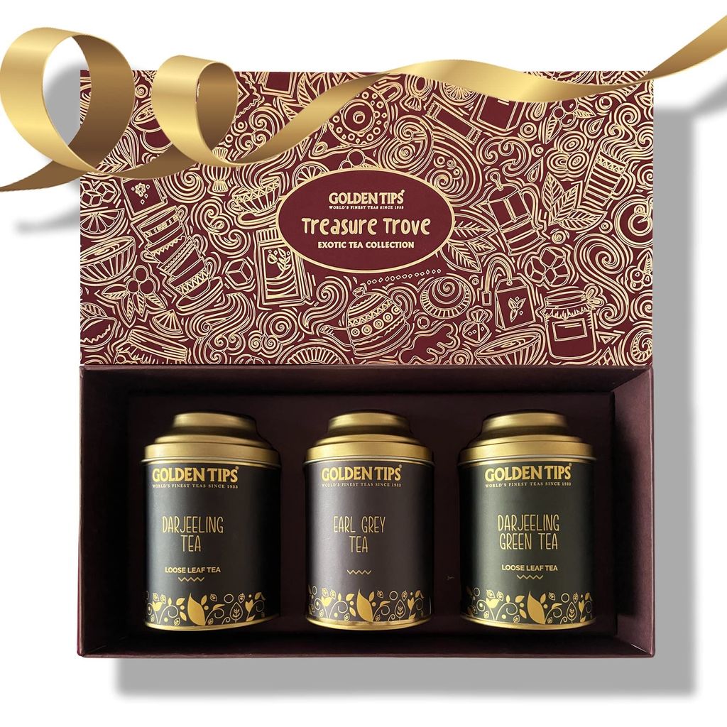 Golden Tips Assorted Tea Gift Box | Immunity Boosting Darjeeling Teas | Gift of Health | Diwali Gift Set | Gift Hamper of Darjeeling Tea + Earl Grey Tea + Darjeeling Green Tea