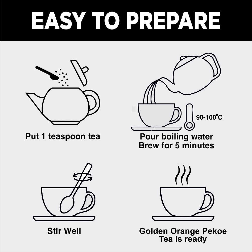 Golden Tips Orange Pekoe Black Tea Loose Leaves Brocade Bag (100 Gram, 50 cups)