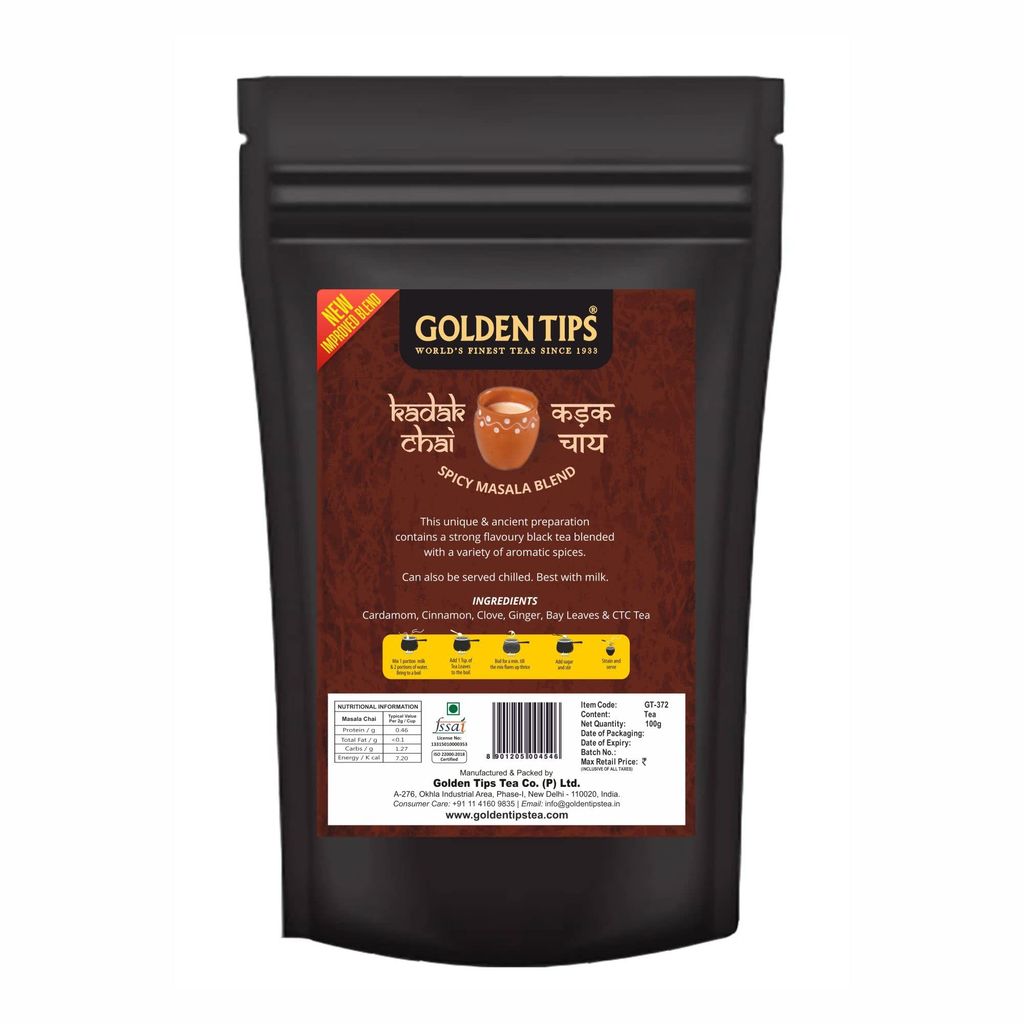 Golden Tips Spicy Masala Blend Assam Kadak Chai Loose Leaves (100 Gram, 50 cups)