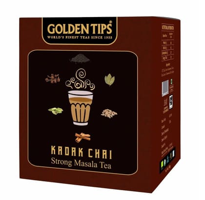 Golden Tips Kadak Masala Chai, Strong Assam CTC Tea with Aromatic Spices, Cardamom, Cinnamon, Clove, Ginger & Bay Leaves, Bold & Flavorful, Best with Milk, (500 Gram, 250 cups)