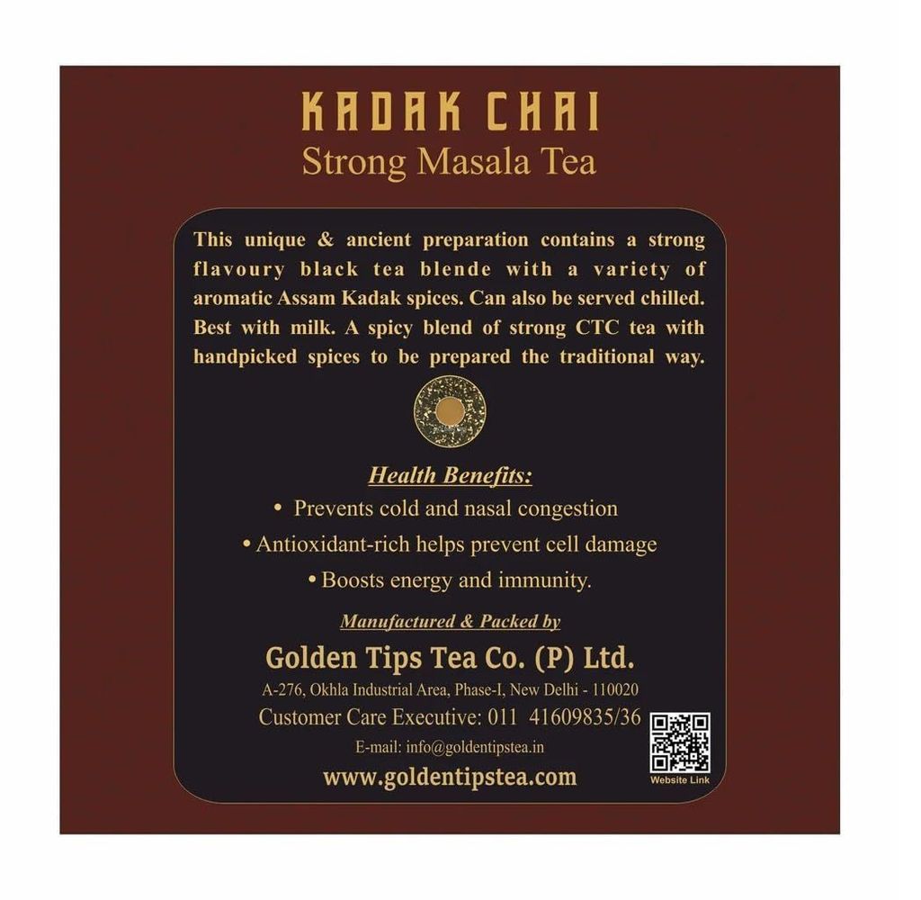Golden Tips Loose Leaves Assam Spicy Masala Blend Kadak Chai Pouch (250 cups, 500 Gram)