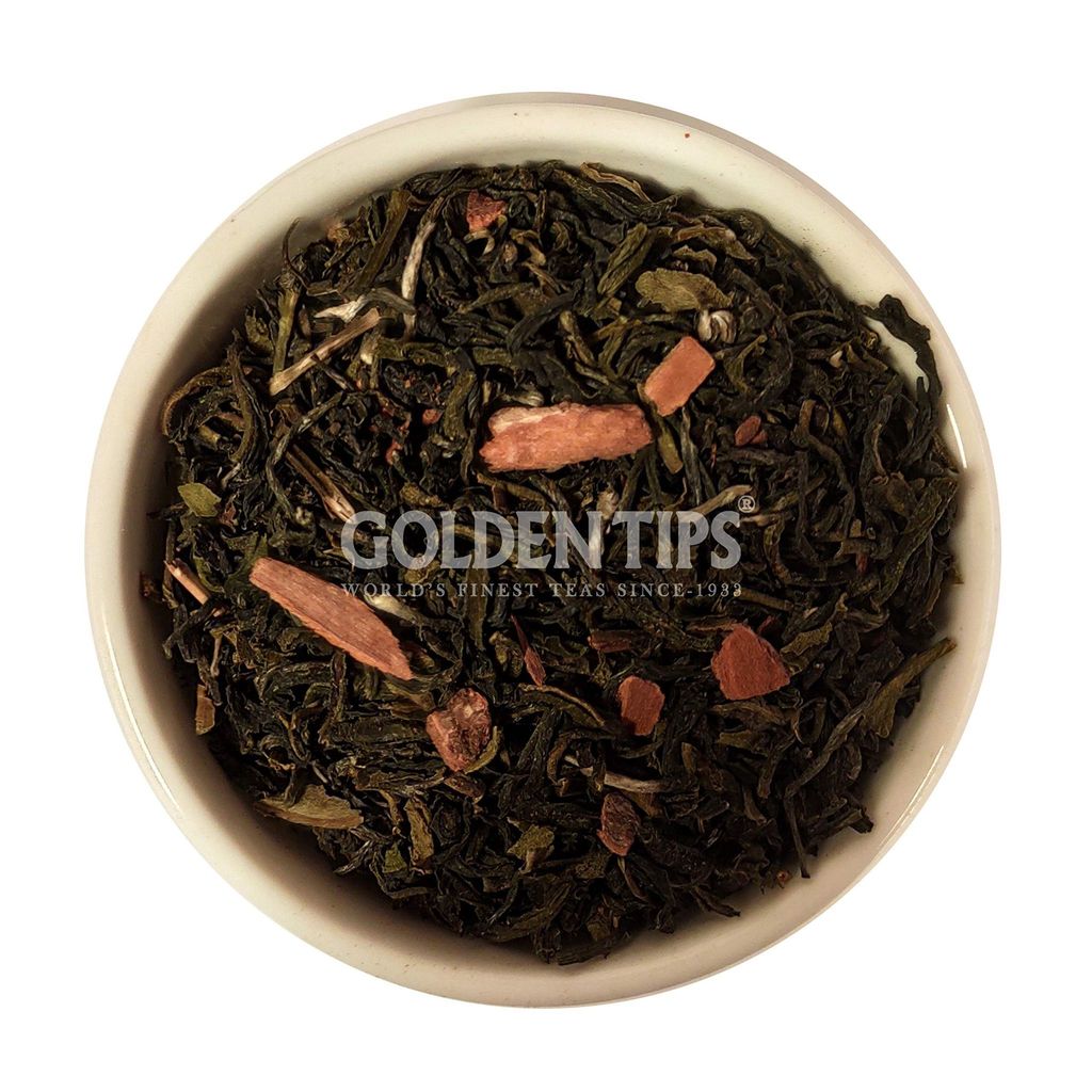 Golden Tips Loose Leaves Green Tea Cinnamon Cardamom (100 Gram, 50 cups)
