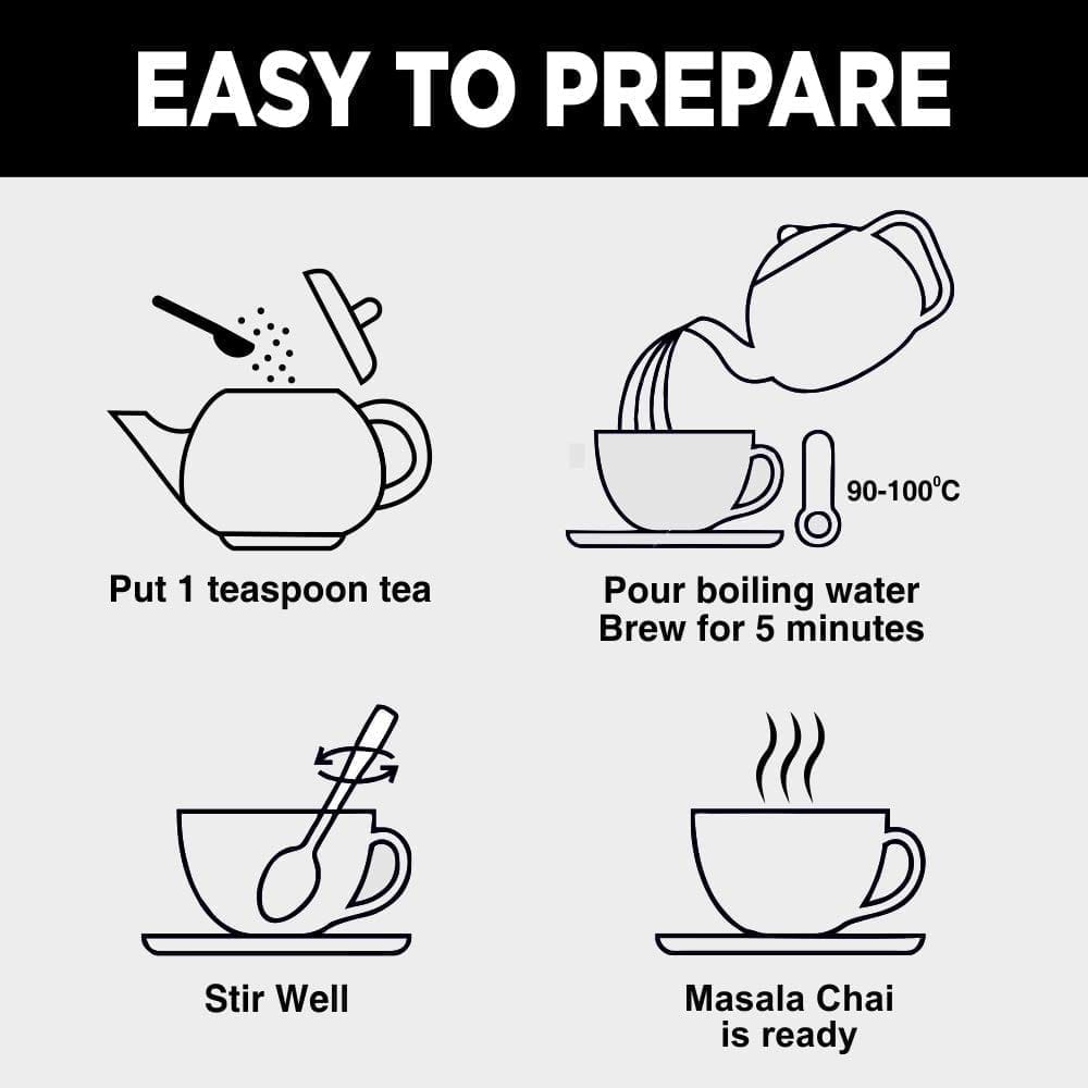 Golden Tips Loose Leaves Assam Masala Chai Spiced Tea Brocade Bag (125 Gram, 62 cups)