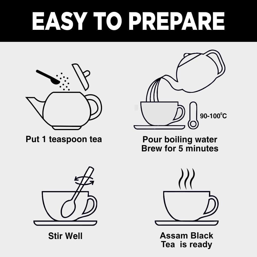 Golden Tips Pure Assam Black Tea Loose Leaf Brocade Bag (200 Gram , 100 cups)