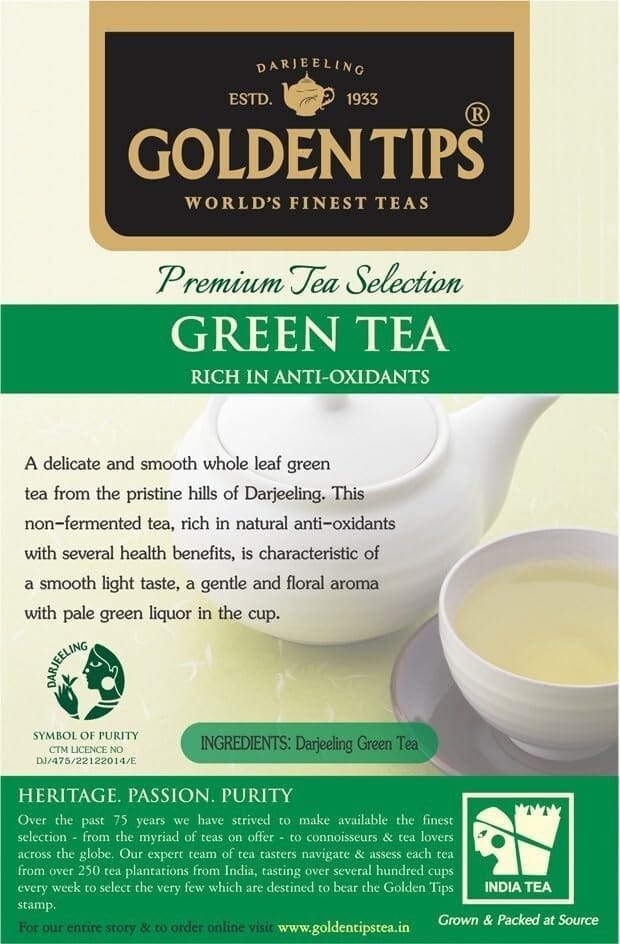 Golden Tips Darjeeling Green Tea Loose Leaves Brocade Bag (100 Gram , 50 cups)