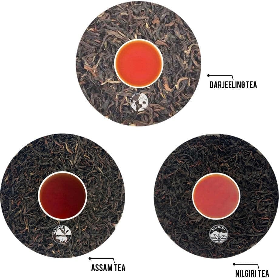 Golden Tips Loose Pure Nilgiri Assam Darjeeling Leaves Black Tea Combo of 3 Brocade Bag (100 Gram each, 50 x 3 cups)