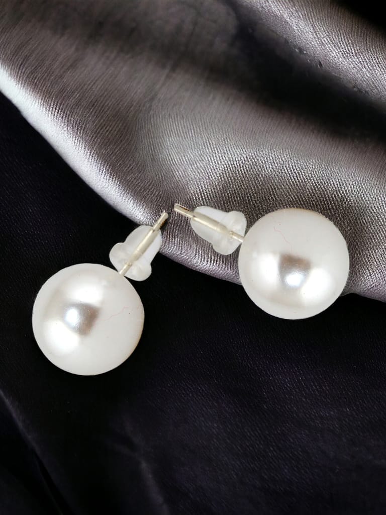 LUCKY JEWELLERY Designer Silver Plating Pearl and Stone Choker Hasli Necklace Set With Earrings For Women & Girls (228-CHSM-1142-S)