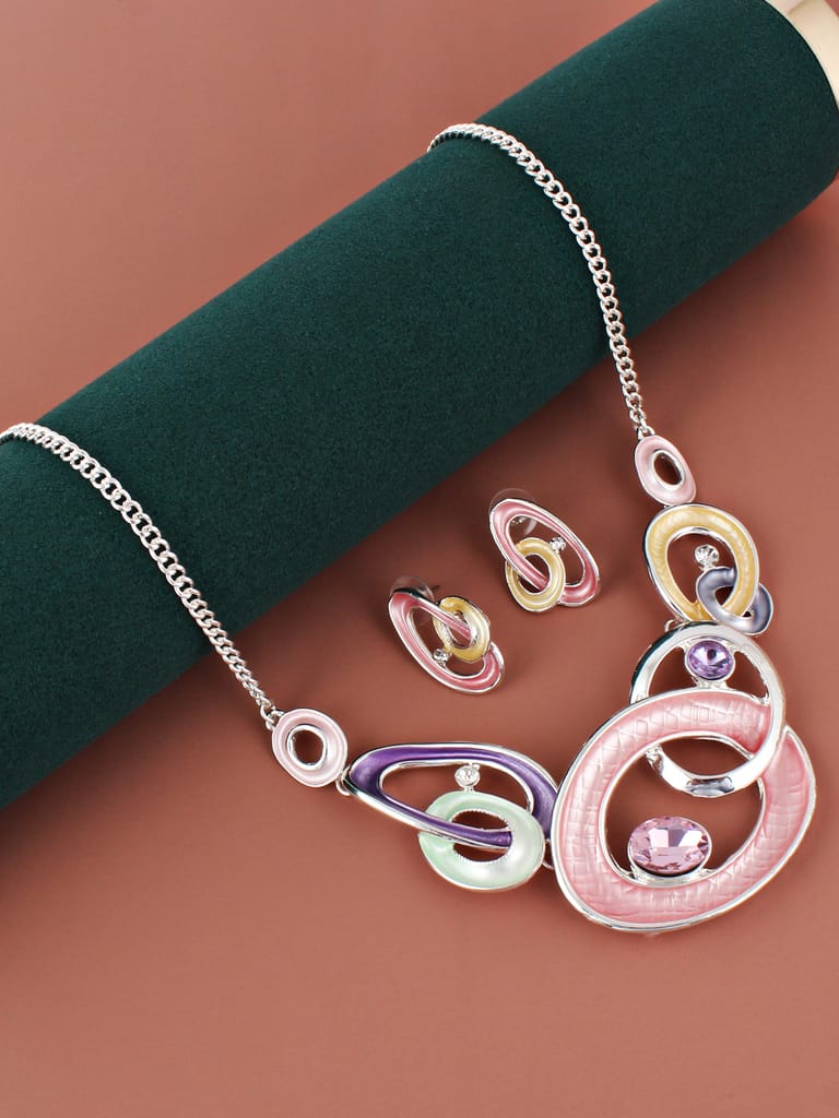 LUCKY JEWELLERY Fashion Jewelry for Women & Girls Necklace Set|Multi Color Necklace With Earrings|Birthday Gift for Women Anniversary Gift for Wife Valentine Gift for Girls (480-CHSM1-1167-MT) - Jewellery Sets | Buy online on ZillyBuy