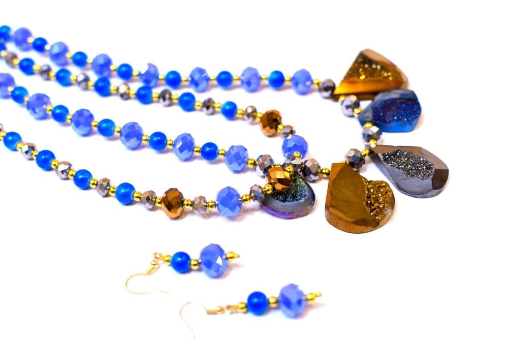 Glass Bead Necklace with Faceted Beads - Jewellery Sets | Buy online on ZillyBuy