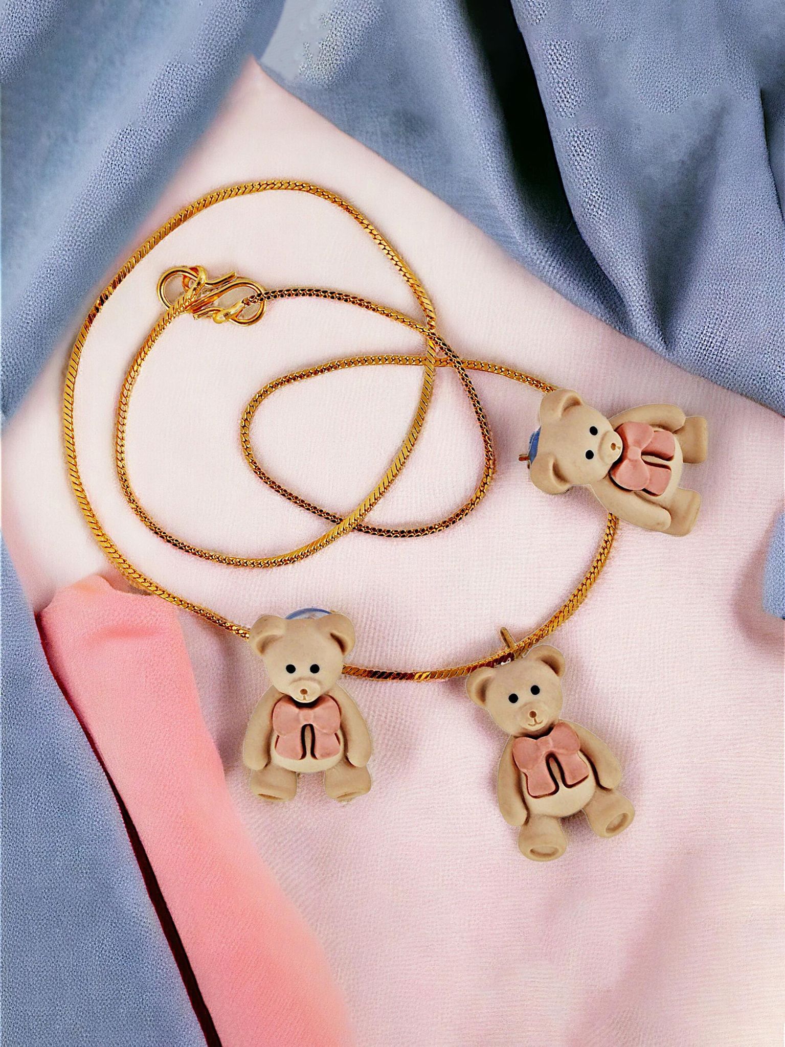 Lucky Jewellery Fashion Pendant Plastic Teddy Bear Necklace Locket