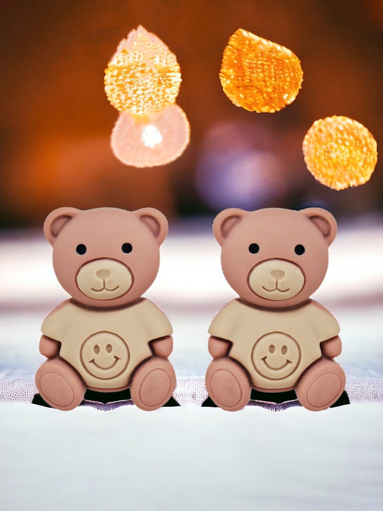 Lucky Jewellery Fashion Pendant Plastic Teddy Bear Necklace Locket With Studs Gold Plated Long Chain Pendants Chains Western Valentine Gifts Birthday For Girls & Women (150-CHL1P-1949)