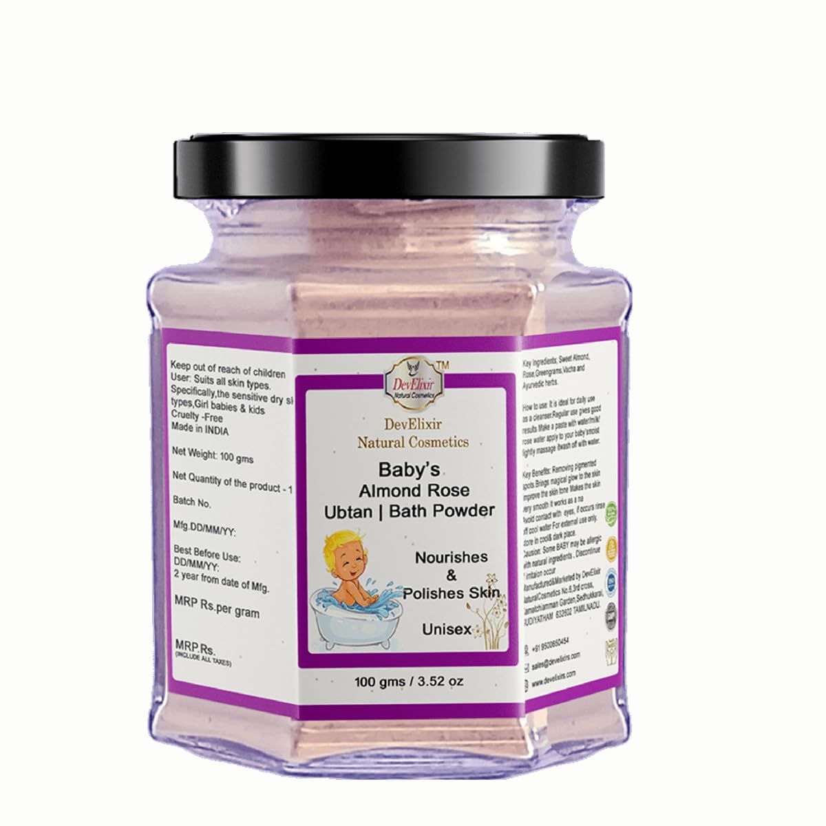 Baby Ubtan Almond Rose Nourishing | Naturally Glowing Skin | lighten skin tone | Opting Sensitive Skin
