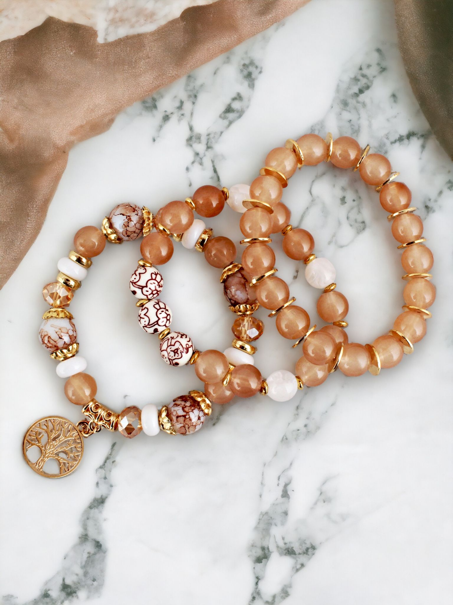 LUCKY JEWELLERY Latest Stylish Stackable Bracelets Tassel Stretch Bracelet Multilayer Beaded Bangle Bodhi Bracelets Hippie Jewelry Gifts for Teen Girls Bracelet for Women & Girls (215-CHB2M-1250-PH)