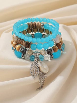 LUCKY JEWELLERY Latest Stylish Stackable Bracelets Tassel Stretch Bracelet Multilayer Beaded Bangle Bodhi Bracelets Hippie Jewelry Gifts for Teen Girls Bracelet for Women & Girls (215-CHB2M-1251-F)