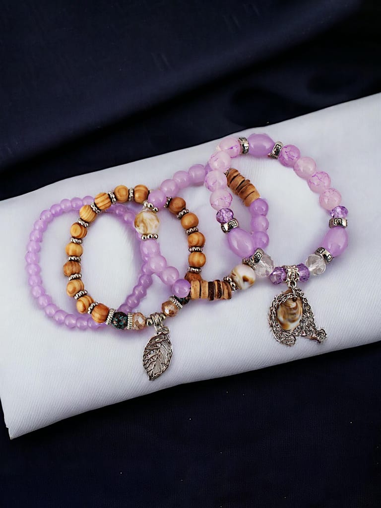 LUCKY JEWELLERY Latest Stylish Stackable Bracelets Tassel Stretch Bracelet Multilayer Beaded Bangle Bodhi Bracelets Hippie Jewelry Gifts for Teen Girls Bracelet for Women & Girls (215-CHB2M-1251-P)