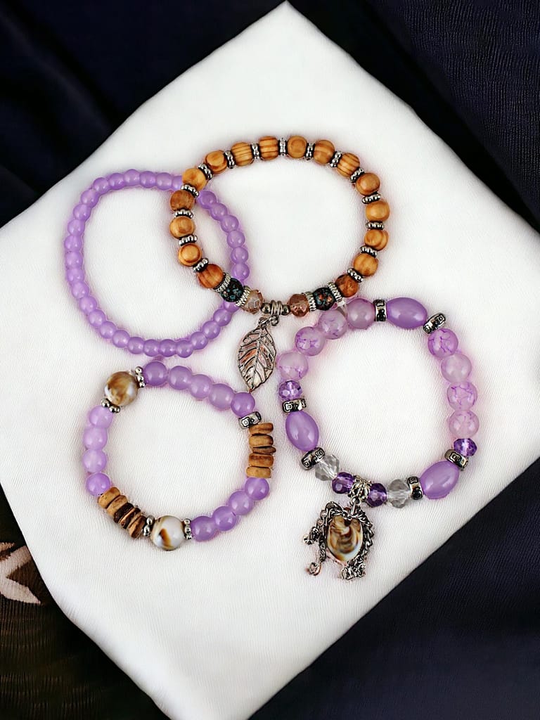 LUCKY JEWELLERY Latest Stylish Stackable Bracelets Tassel Stretch Bracelet Multilayer Beaded Bangle Bodhi Bracelets Hippie Jewelry Gifts for Teen Girls Bracelet for Women & Girls (215-CHB2M-1251-P)