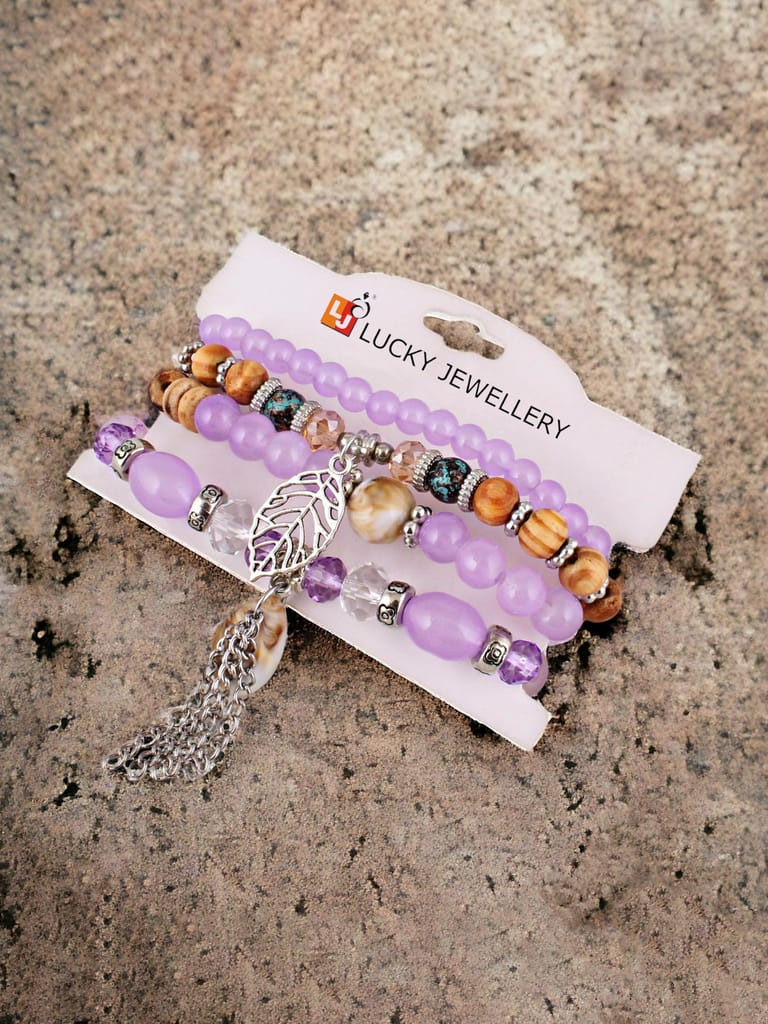 LUCKY JEWELLERY Latest Stylish Stackable Bracelets Tassel Stretch Bracelet Multilayer Beaded Bangle Bodhi Bracelets Hippie Jewelry Gifts for Teen Girls Bracelet for Women & Girls (215-CHB2M-1251-P)