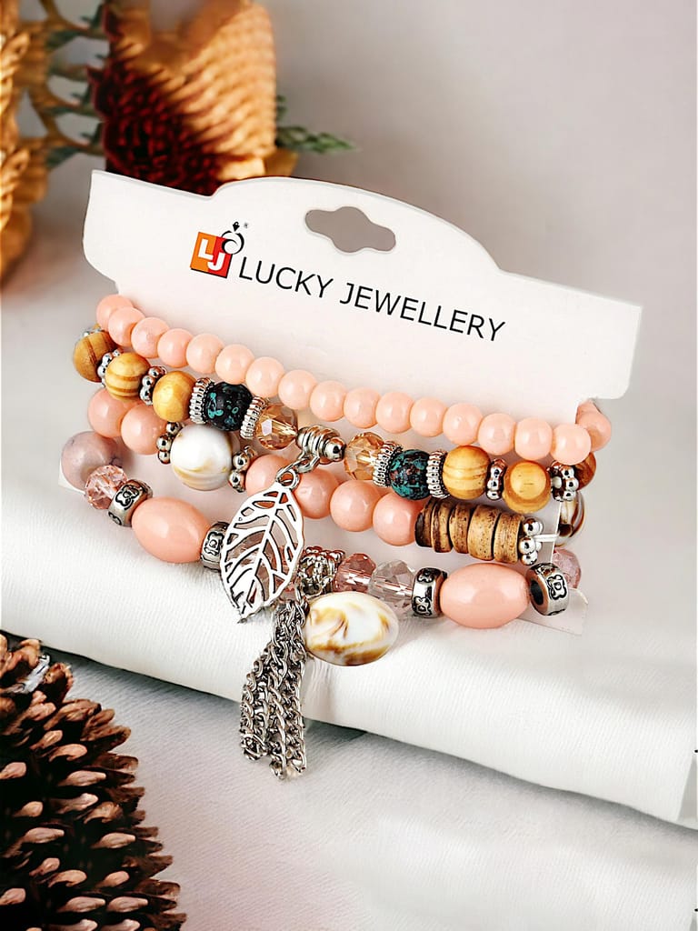 LUCKY JEWELLERY Latest Stylish Stackable Bracelets Tassel Stretch Bracelet Multilayer Beaded Bangle Bodhi Bracelets Hippie Jewelry Gifts for Teen Girls Bracelet for Women & Girls (215-CHB2M-1251-PH)