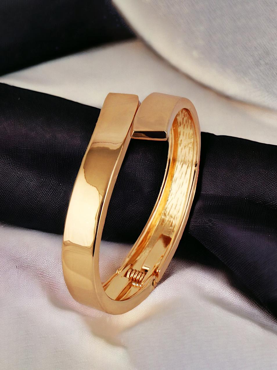 LUCKY JEWELLERY Fashion Jewellery Stylish Gold Plating Bangle Adjustable Cuff Bracelets Gifts for Teen Girls Bracelet for Women & Girls (350-CHB2-1302)