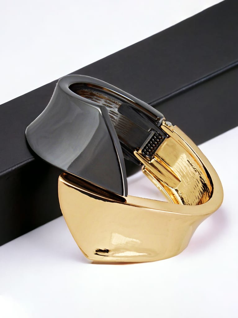 LUCKY JEWELLERY Fashion Jewellery Stylish Latest Gold and Black Color Bangle Adjustable Cuff Bracelets Gifts for Teen Girls Bracelet for Women & Girls (400-CHB2-1299)