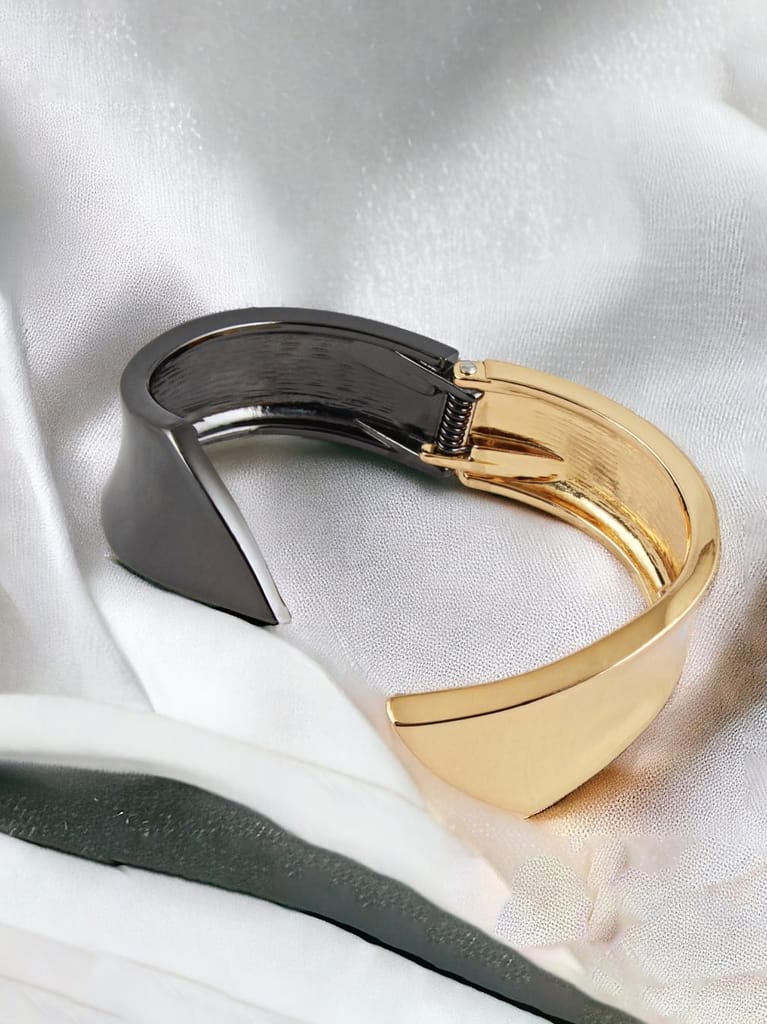 LUCKY JEWELLERY Fashion Jewellery Stylish Latest Gold and Black Color Bangle Adjustable Cuff Bracelets Gifts for Teen Girls Bracelet for Women & Girls (400-CHB2-1299)