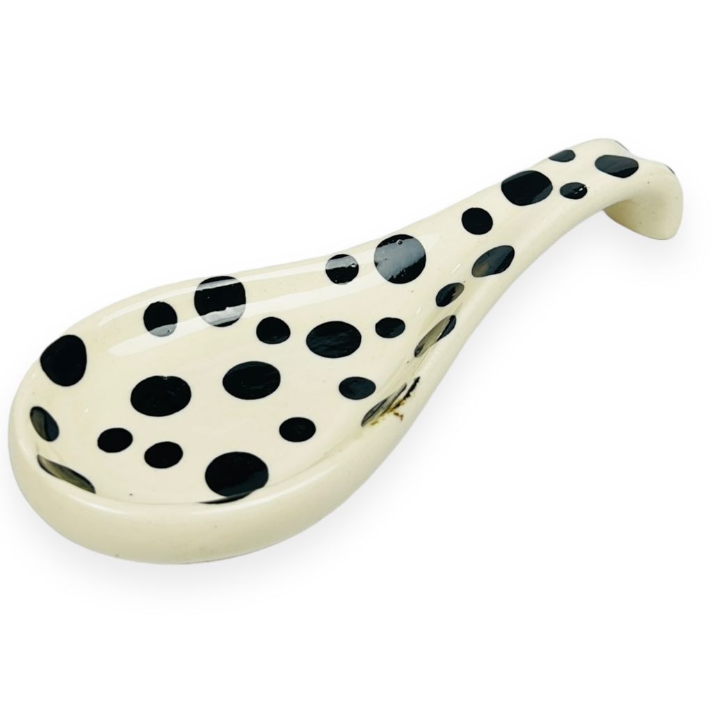 Ceramic Dining Ceramic Black Polkadots Spoon Rest Holder
