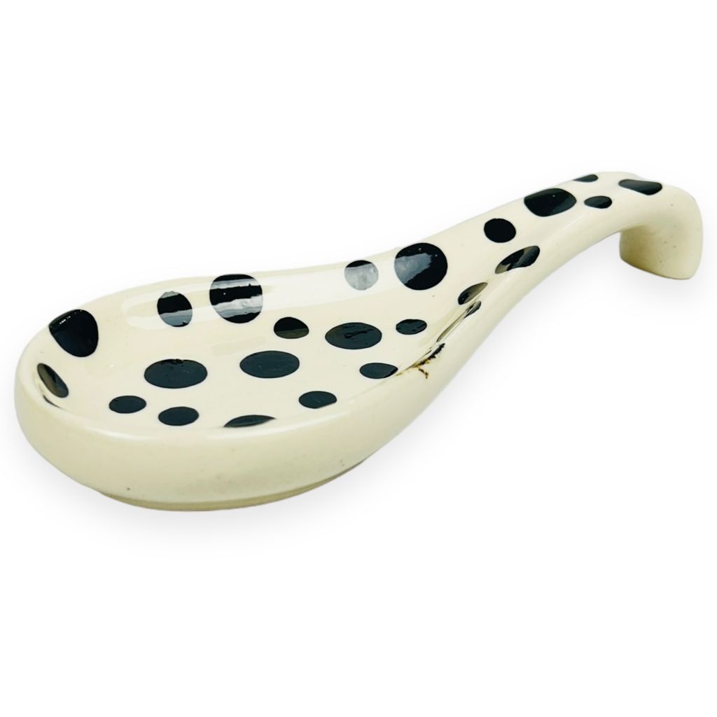 Ceramic Dining Ceramic Black Polkadots Spoon Rest Holder