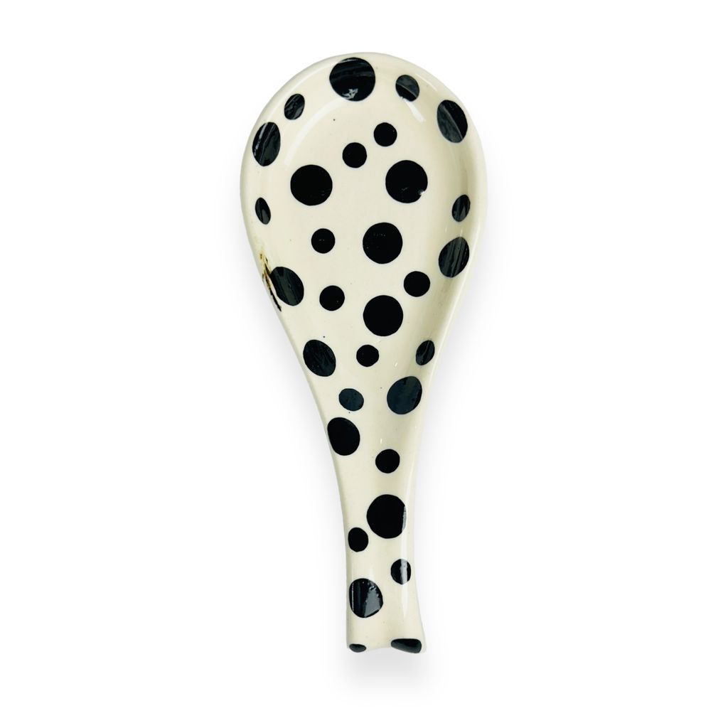 Ceramic Dining Ceramic Black Polkadots Spoon Rest Holder