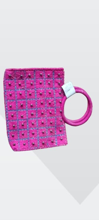 Women Handcrafted Pink Handbag