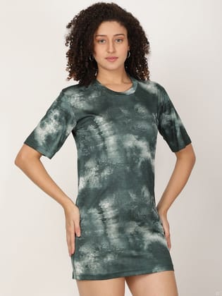 Tie-Dye Print Knitted T-shirt Dress