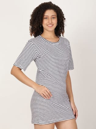 Knitted T-shirt Dress Horizontal Stripes Knitted T-shirt Dress Horizontal Stripes