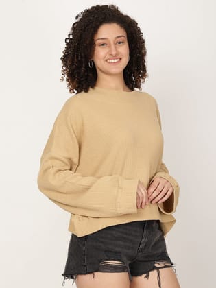 Women Solid textured Pullover Sweatshirt Women Solid textured Pullover Sweatshirt
