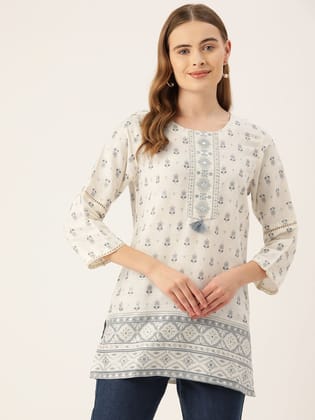 Ethnic Motifs Printed Thread Work Pure Cotton Kurti