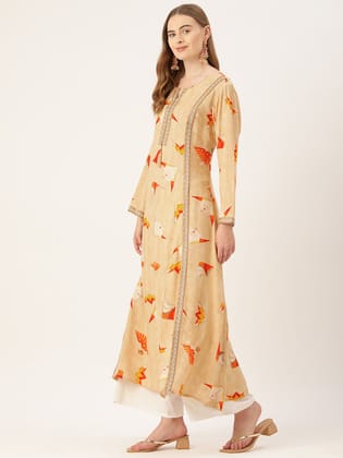 Women Quirky Printed Thread Work Kurta