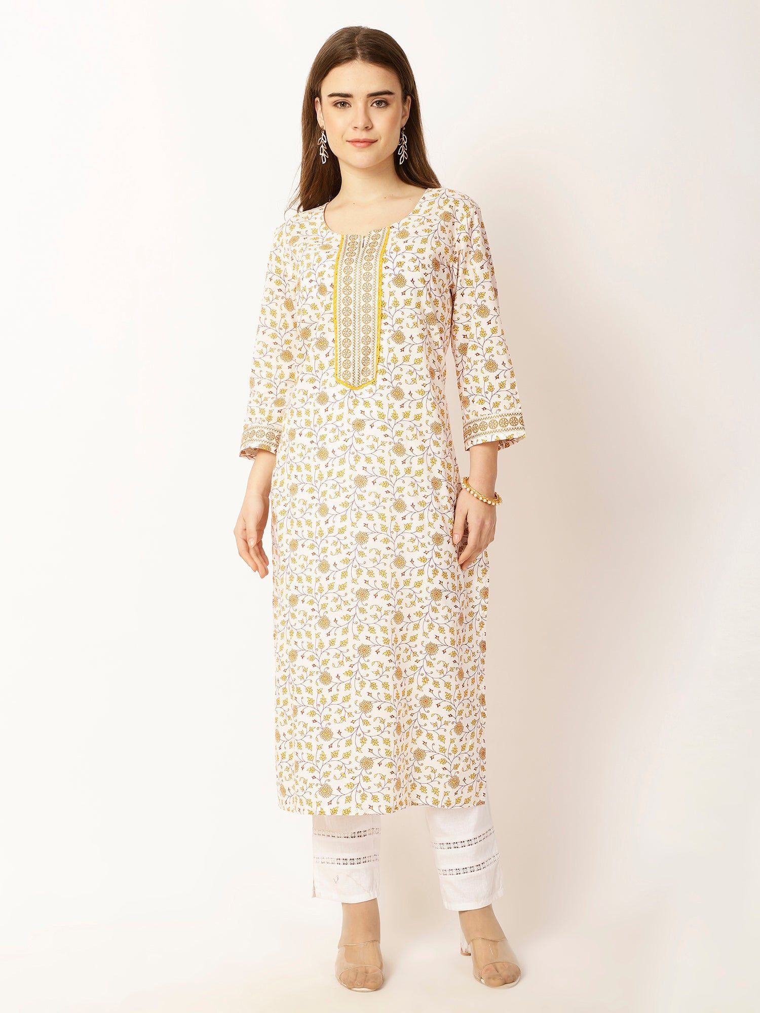 Floral Printed Round Neck Kurta