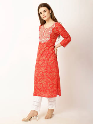 Floral Embroidered Mirror Work Kurta Floral Embroidered Mirror Work Kurta