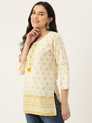 Ethnic Motifs Printed Thread Work Pure Cotton Kurti