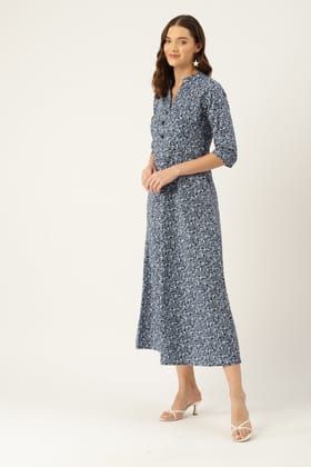 Floral Print A-Line Midi Dress Floral Print A-Line Midi Dress